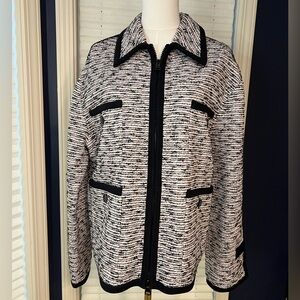 St John Boxy Tweed Jacket with Zipper